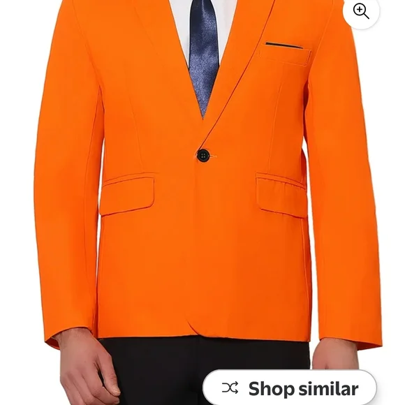 Vibrant Orange Men's Blazer - Picture 3 of 6